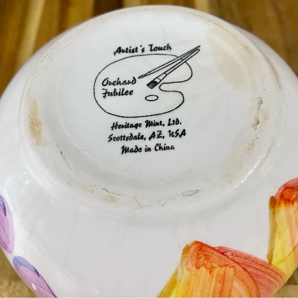 Artist’s Touch Orchard Jubilee Painted Fruit Sugar Bowl Pottery Lidded Jar - Picture 12 of 13